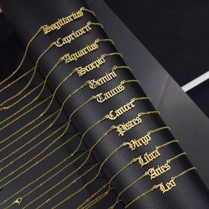 Gold Stainless Steel Horoscope Necklace